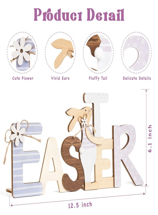 DINIZON Wooden Easter Bunny Sign Table Decor, DIY Sign for Home, Desk, Mantel, Shelf Indoor - Rustic Easter Decorations for Home, Farmhouse Spring Decor, Pascua Gift Decoración de Pascua, Regalo - Image 2